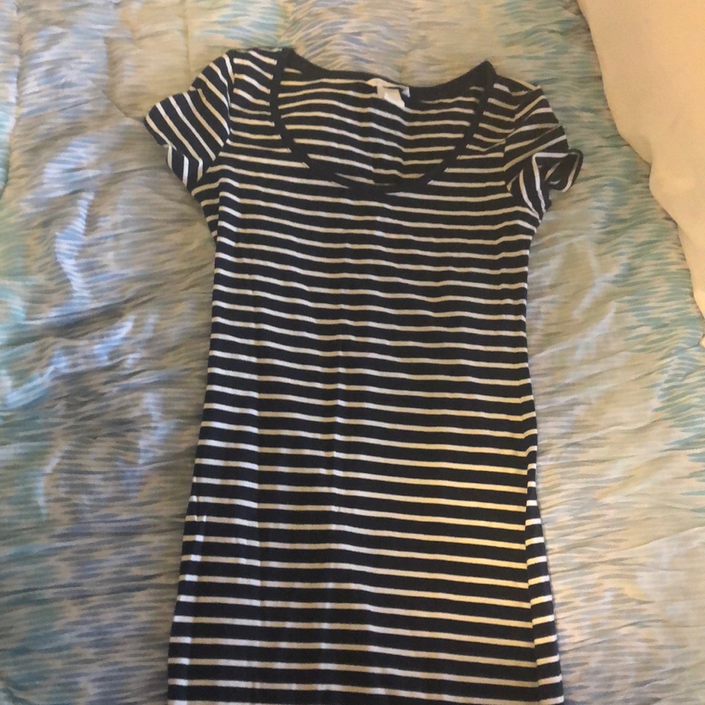 Navy and white stripped T-shirt dress